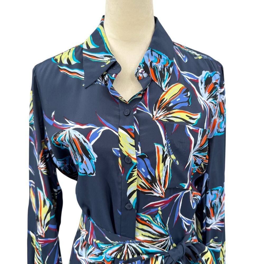 Diane von Furstenberg NWT Navy Prita Abstract Butterfly Print Silk Blend Dress - Picture 4 of 12
